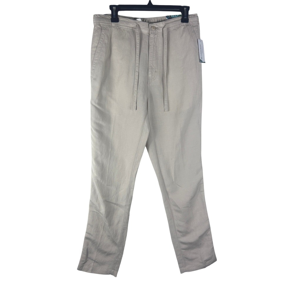 Cubavera Mens Linen Blend Drawstring Pants Beige Tan Size 32 SU39708 NEW